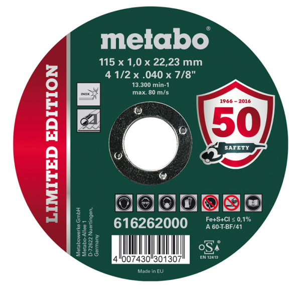 Disco Corte Inox 115 x 1.0 x 22.23 mm (METABO) 4 1/2"